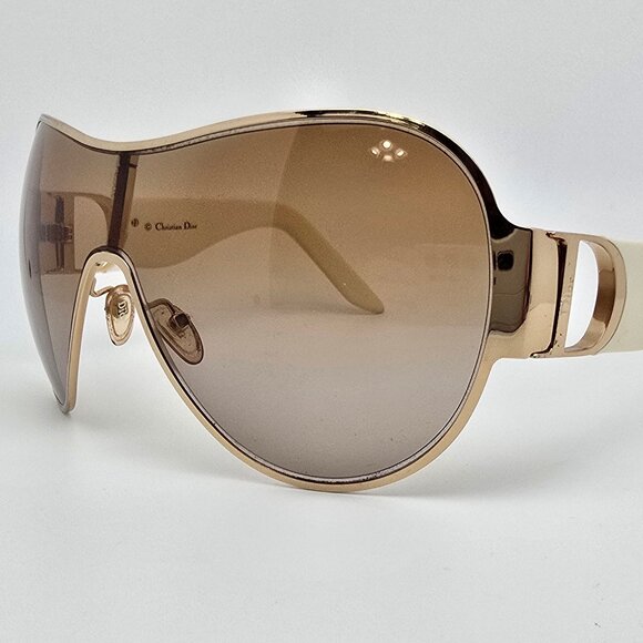 Christian Dior I Love Dior 1 Gold Frame Brown Lens Oversized Y2K Sunglasses - Picture 1 of 12